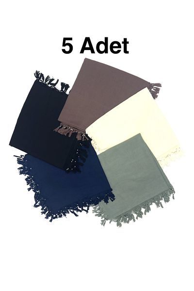 nazipek Pachet de 5 bumbac, culoare uni, dimensiune mare, scris cu margele de înaltă calitate 110x110cm
