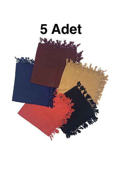 nazipek Pachet de 5 bumbac, culoare uni, dimensiune mare, scris cu margele de înaltă calitate 110x110cm
