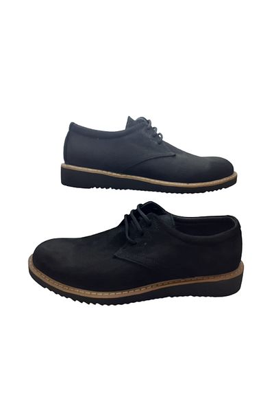 İstanbul Men's Black Leather Suede Stylish Casual Shoes
