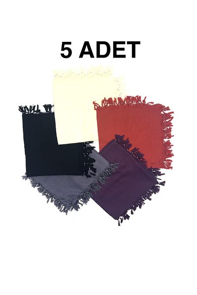 nazipek Pachet de 5 bumbac, culoare uni, dimensiune mare, scris cu margele de înaltă calitate 110x110cm