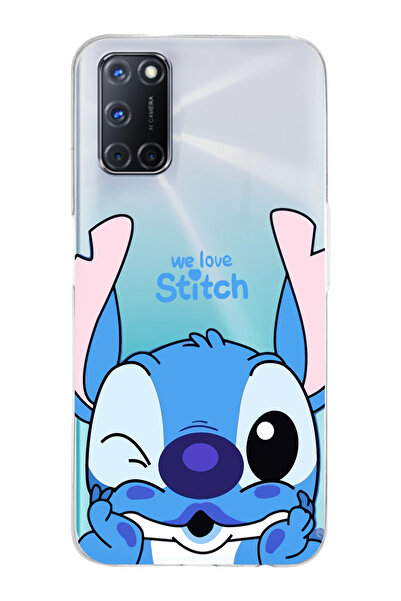 Magic Ring Oppo A52/A72/A92 Uyumlu We Love Stitch Desenli Şeffaf Telefon Kılıfı