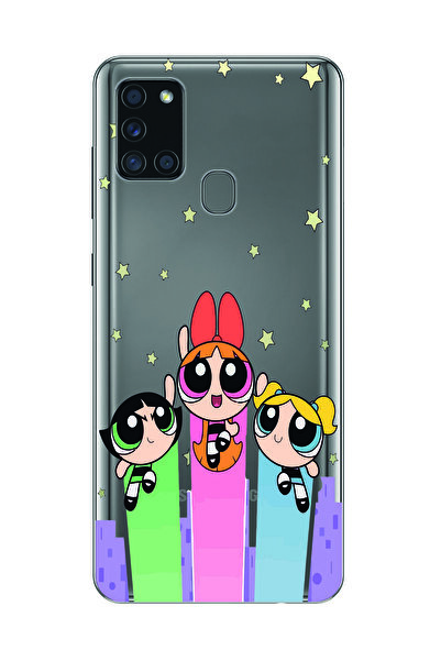 Magic Ring Samsung Galaxy A21S Uyumlu Powerpuff Girls Desenli Şeffaf Telefon ...