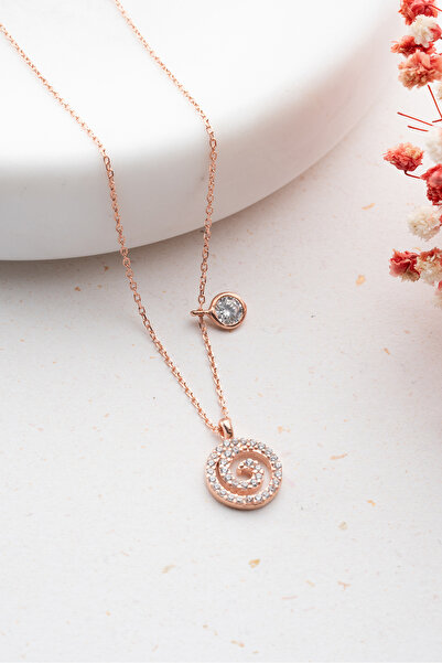 ESSARE 925 Ayar Gümüş Yaşam Sembolü Tek Taş Detaylı Kadın Kolye