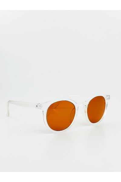 GlimmerGroove Unisex Transparent Round Framed Sunglasses