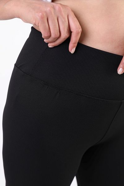 Luna Mare Women's Plus Size Leggings High Waist Flexible Ribbed Gathering Belted Bodice Detailed Summer Seasonal