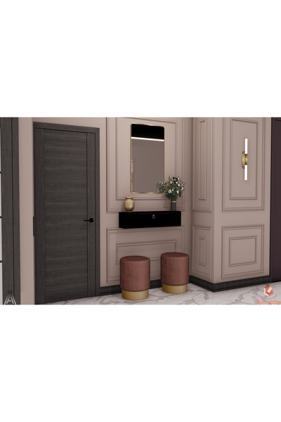 Egecan Mobilya 60cm Siyah Kapaklı Dresuar Salon Antre Hol Oturma Odası Askıda Kulplu Dolap Dresuar