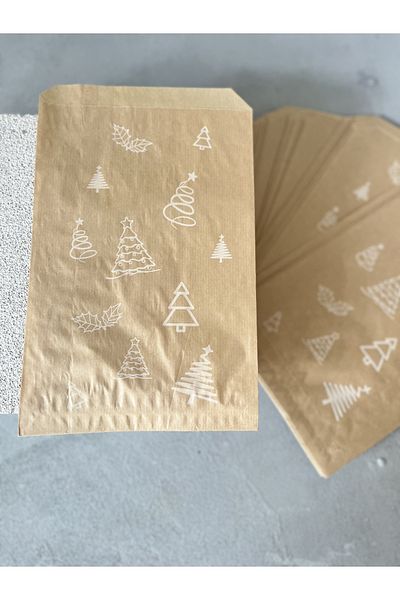 Meyofficial Pine tree patterned kraft paper bag 20pcs 18*30 cm