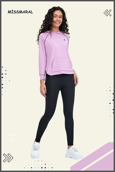 missmaral Set Colanti damă tunică Sportiva & Jambiere țesătură Scufundari Sport și Casual Liliac 3060