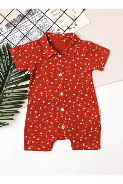 DIDuStore Muslin Sailor Themed Baby Boy Romper and Matching Accessory