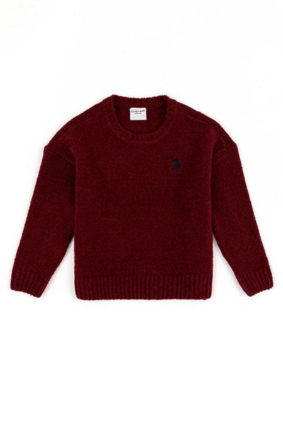 U.S. Polo Assn. Бордов червен пуловер за момиче
