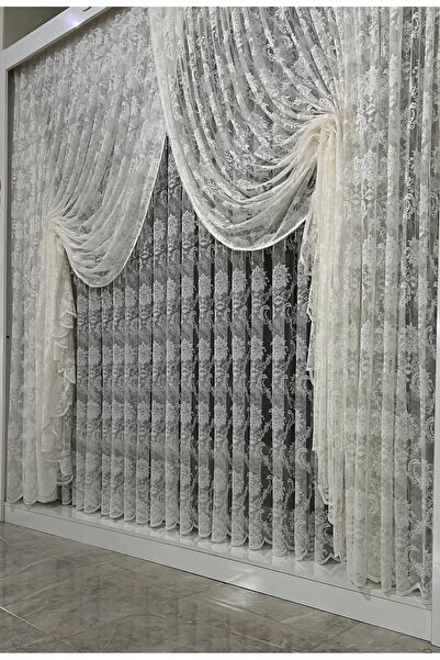 ADAR PERDE Sıkpile mekanizmalı boncuklu Kruvaze perde ve tül 2 parça