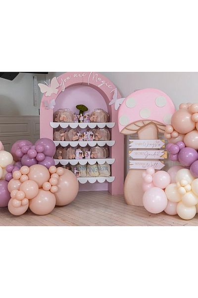 Çemrek Süs Parti Pink blush powder pink balloon chain set 100 pieces of balloons and chain