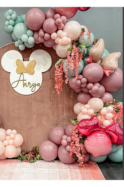 Çemrek Süs Parti Clay pink blush winter green balloon chain set 100 pieces of balloons