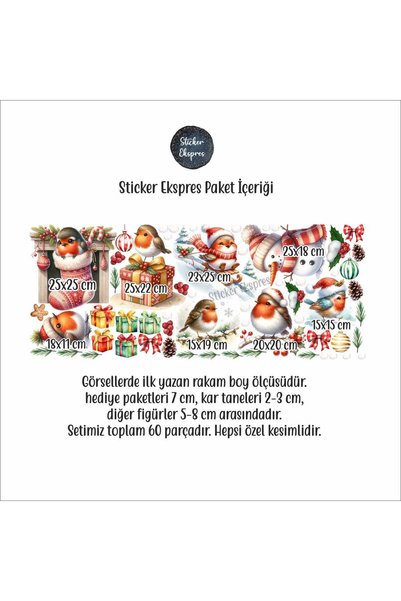 Sticker Ekspres Cute Winter Birds Christmas New Year Glass Door Wall Sticker Set