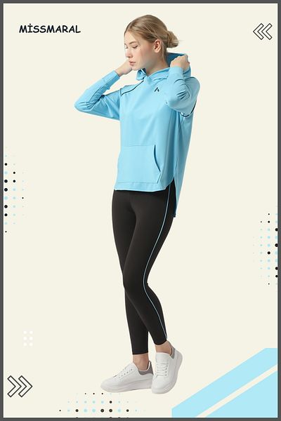 missmaral Set trening damă tunică sport și jambiere slim fit pentru scufundări țesătură sport și ocazional albastru 3060