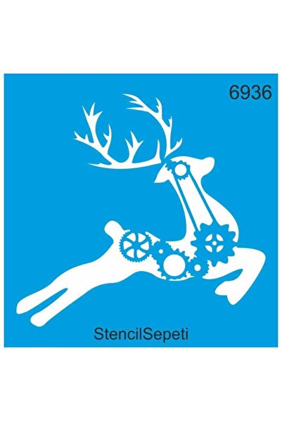 DERYA DESİNG ART Rhine Deers Pattern Stencil Stencil St6936- 20X20Cm