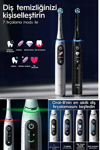 Oral-B İo 10 2li PREMİUM SEVGİLİ SERİSİ io sense akıllı şarjlı diş fırçası stardust beyaz&kozmik siyah