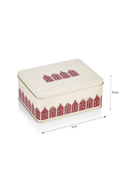 Maflen Christmas New Year Winter Themed Metal Cookie Storage Container 22x10cm