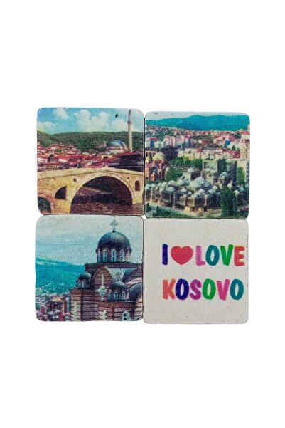 Dünyadan Hediyeler Kosova Temalı Dörtlü Taş Magnet