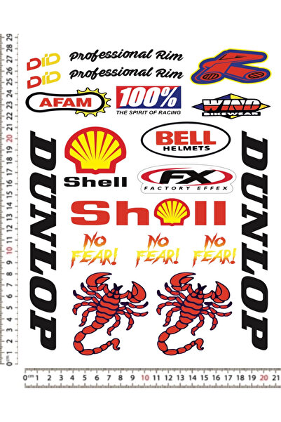 Phoenix MOTORSİKLET STİCKER KASK KARIŞIK ÇIKARTMA DUNLOP AKREP SHELL AFAM