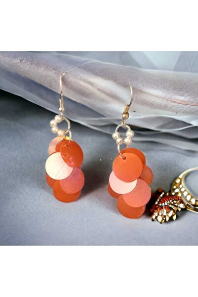 Crystal Atelier Red Sequin White Beaded Earrings