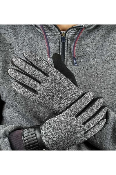 WORKPASAJ MEN'S LEATHER KNITWEAR COATED WINDPROOF NON-SLIP INSIDE TOUCH SCREEN MEN'S GLOVES