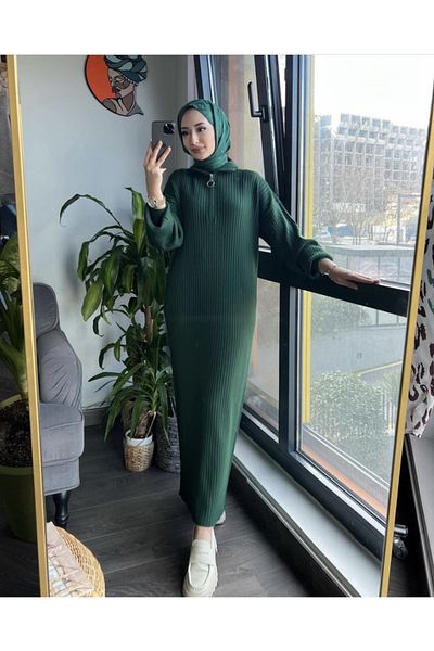 modabirsen Rochie din tricot cu nervuri cu fermoar