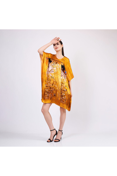 Nomads Felt 100% Silk Short Kimono Pareo| Gustav Klimt Adele Bloch Bauer| Nomads Felt