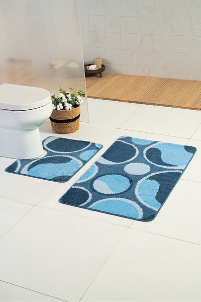 Moda Dekor Χαλάκι μπάνιου Milenyum Deep Blue 2 τεμαχίων