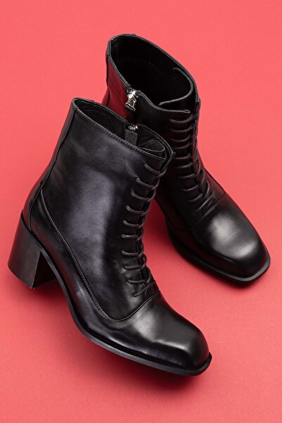 Gondol Kadın Hakiki Deri Bağcık Detaylı Fermuarlı Bot Rg.88100