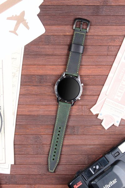vagave Fossil FS4656 22 mm Compatible Genuine Leather Watch Band Strap - 4 Different Color Buckle Options