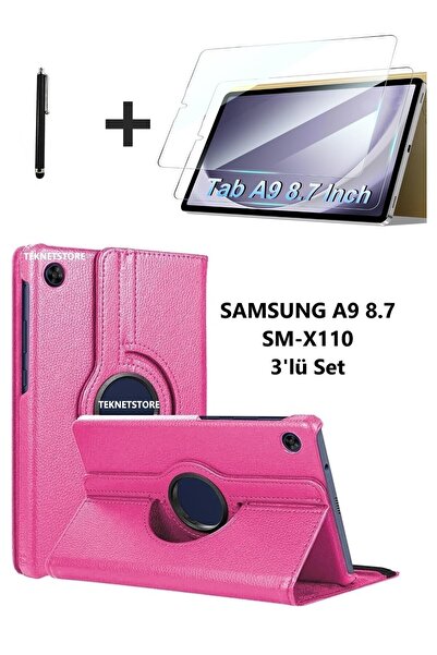 TEKNETSTORE Samsung Galaxy Tab A9 8.7 Inç Tablet Uyumlu 360 Döner Pu Deri Kıl...