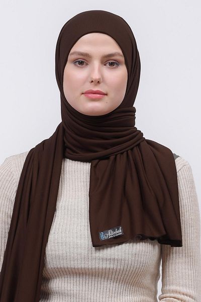 Altobeh Χτενισμένο σάλι Hijab Απλό-πικρό καφέ