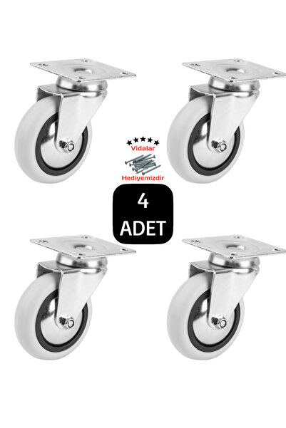 BlackBird Home Döner Tablalı 75'lik Çift Bilyalı Pvc Teker 4 Adet