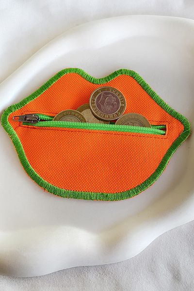 TAKIŞTIR Orange Color Women's Wallet with Lip Detail