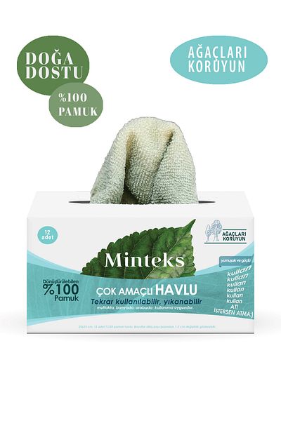 Minteks 12 قطعة من قماش المناشف القابل لإعادة الاستخدام مصنوع من القطن بنسبة 100%