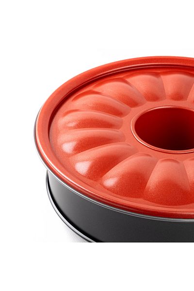 Tantitoni 006-01-RED-SILVER BASE CLAMPED TUBE ROUND CAKE MOULD 28CM