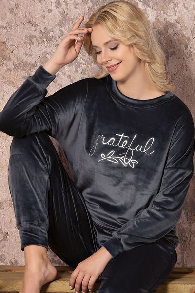 Over Sleep by Poleren Women's Long Sleeve Pajama Set Sports Velvet Winter