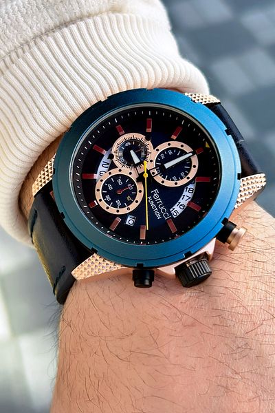 Ferrucci Function 3 Atm Waterproof Leather Cord Men's Wristwatch