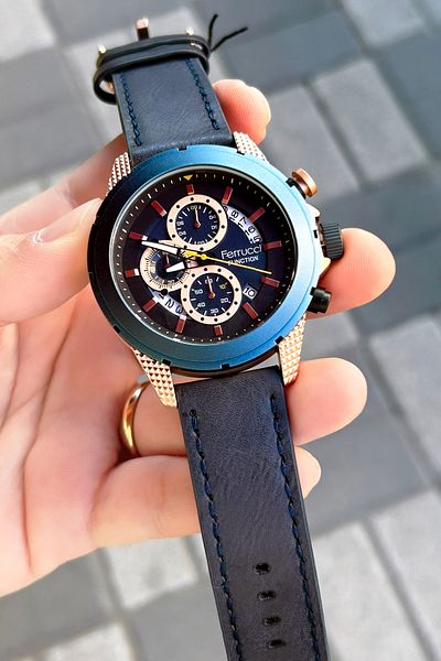 Ferrucci Function 3 Atm Waterproof Leather Cord Men's Wristwatch