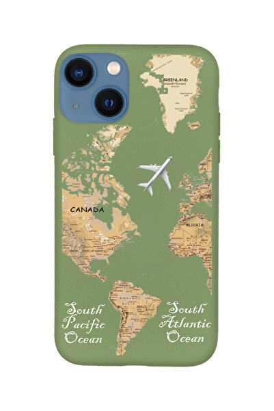 KaffCase İphone 15 Dünya Haritalı Premium Silikon Telefon Kılıfı