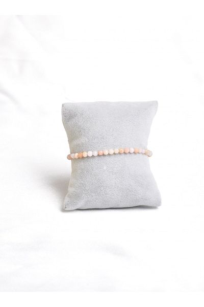 Mavera Doğaltaş Pink Opal Natural Stone Necklace and Bracelet Set 4 mm