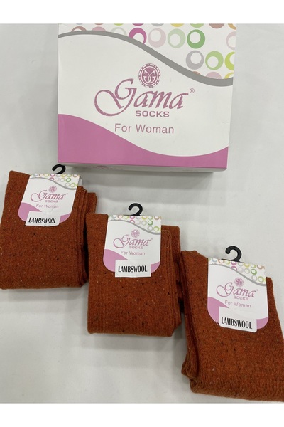 Gama Çorap 3 Pieces Genuine Lamb Wool Long Below the Knee Thick Winter Women's Socks