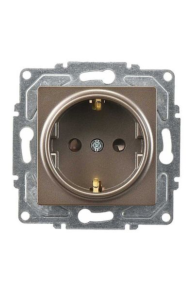 Günsan Child Proof Grounded Socket, Mocha (Mechanism + Key Cover)