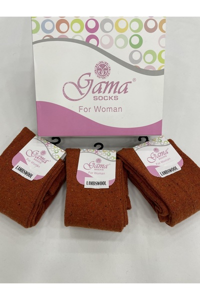 Gama Çorap 3 Pieces Genuine Lamb Wool Long Below the Knee Thick Winter Women's Socks