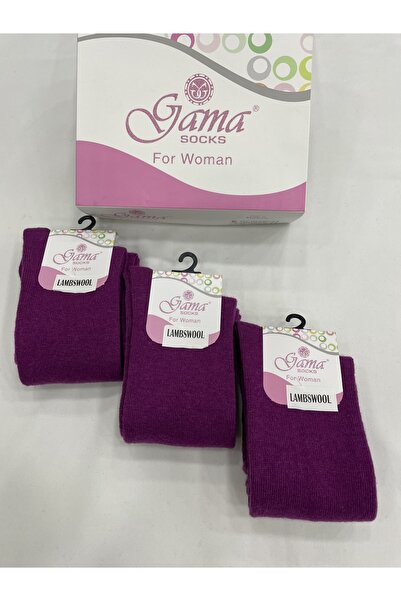 Gama Çorap 3 Pieces Genuine Lamb Wool Long Below the Knee Thick Winter Women's Socks