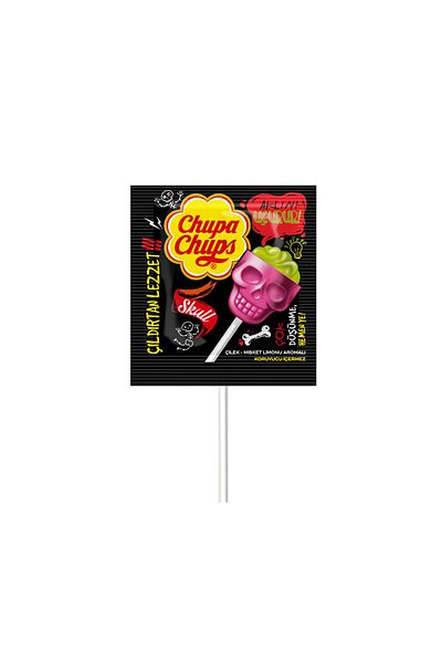 Chupa Chups 3D Skull Lemon Flavored Lollipop - 15Gr Set of 25