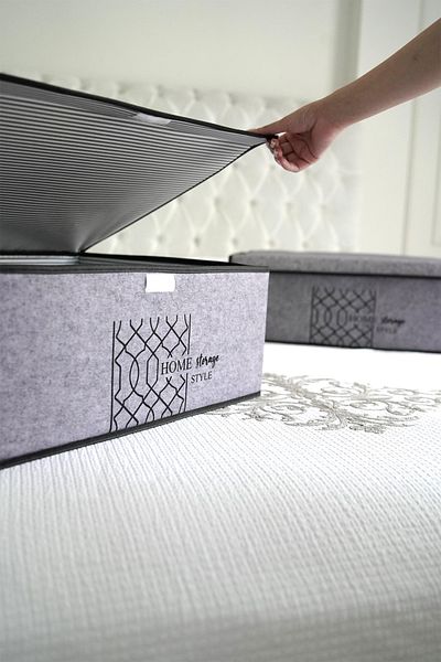 Pazar Kapısı Multi-Purpose Base Box with Felt Lid Gray 50x40x19cm