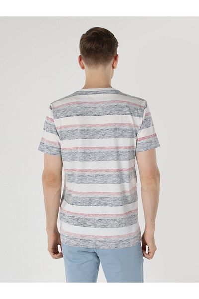 Colin's Tricou cu mânecă scurtă pentru bărbați, cu dungi albe, cu croiala normală
