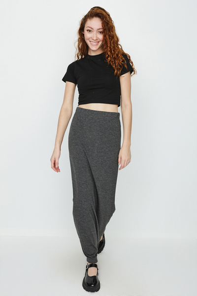 Select Moda Women's Anthracite Knitted Maxi Skirt